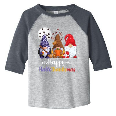 Halloween Thanksgiving Christmas Happy HalloThanksMas Gnomes Toddler Fine Jersey T-Shirt