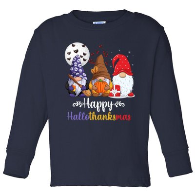 Halloween Thanksgiving Christmas Happy HalloThanksMas Gnomes Toddler Long Sleeve Shirt