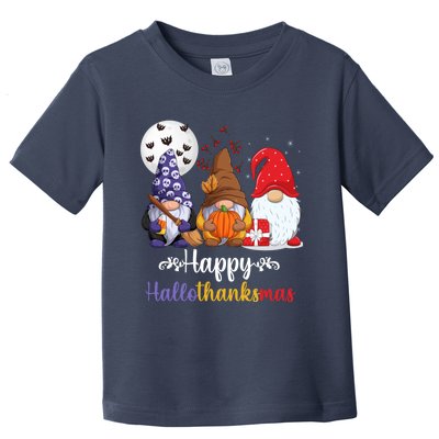 Halloween Thanksgiving Christmas Happy HalloThanksMas Gnomes Toddler T-Shirt