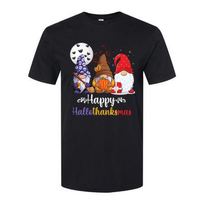 Halloween Thanksgiving Christmas Happy HalloThanksMas Gnomes Softstyle CVC T-Shirt