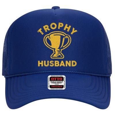 Husband Trophy Cup Vintage Retro Design Father's Day Gift High Crown Mesh Back Trucker Hat