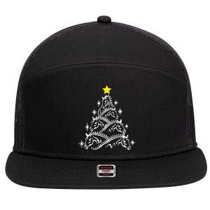 Horse Tree Christmas Horses Xmas Gifts 7 Panel Mesh Trucker Snapback Hat