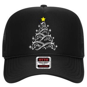 Horse Tree Christmas Horses Xmas Gifts High Crown Mesh Back Trucker Hat