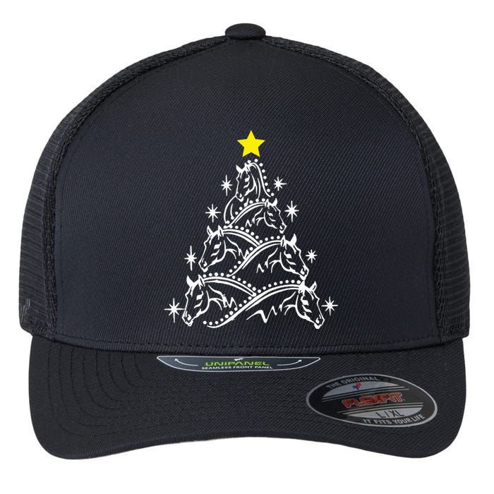 Horse Tree Christmas Horses Xmas Gifts Flexfit Unipanel Trucker Cap