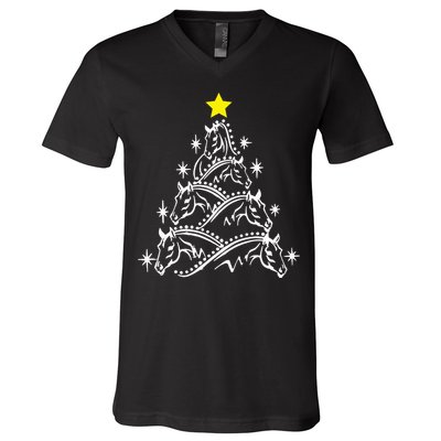 Horse Tree Christmas Horses Xmas Gifts V-Neck T-Shirt