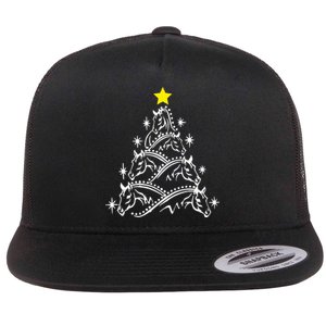 Horse Tree Christmas Horses Xmas Gifts Flat Bill Trucker Hat