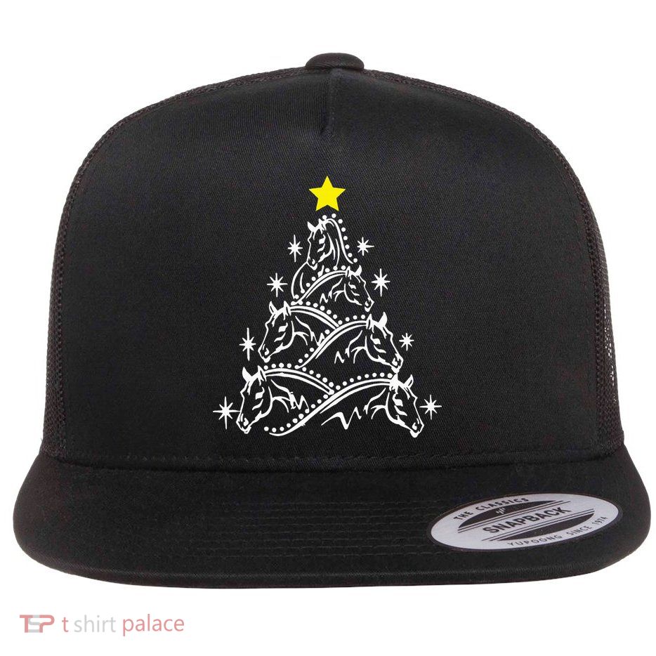 Horse Tree Christmas Horses Xmas Gifts Flatbill Hat
