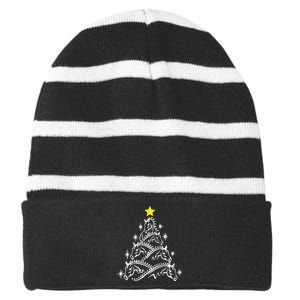 Horse Tree Christmas Horses Xmas Gifts Striped Beanie with Solid Band