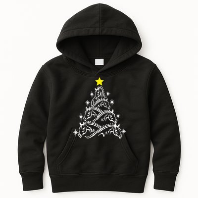 Horse Tree Christmas Horses Xmas Gifts Kids Hoodie