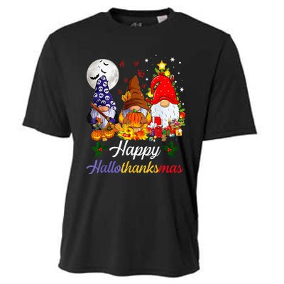 Halloween Thanksgiving Christmas Happy Hallothanksmas Gnomes Cooling Performance Crew T-Shirt