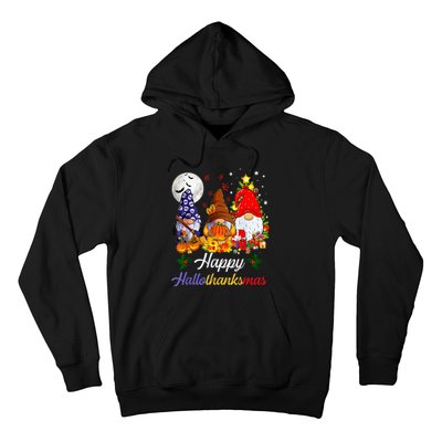 Halloween Thanksgiving Christmas Happy Hallothanksmas Gnomes Hoodie