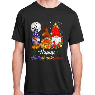 Halloween Thanksgiving Christmas Happy Hallothanksmas Gnomes Adult ChromaSoft Performance T-Shirt