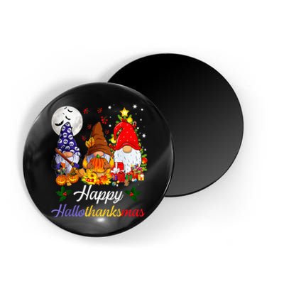 Halloween Thanksgiving Christmas Happy Hallothanksmas Gnomes Magnet