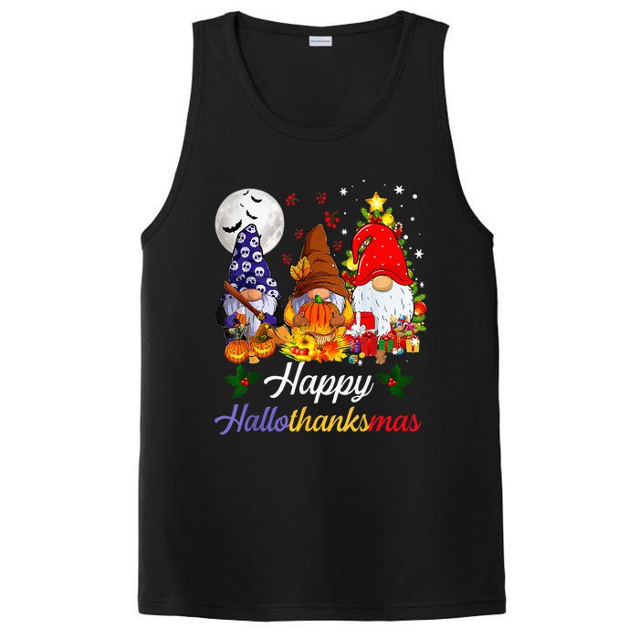 Halloween Thanksgiving Christmas Happy Hallothanksmas Gnomes PosiCharge Competitor Tank