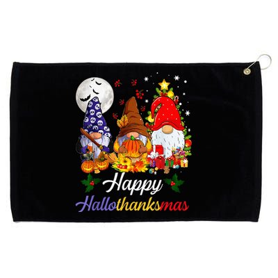 Halloween Thanksgiving Christmas Happy Hallothanksmas Gnomes Grommeted Golf Towel