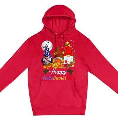 Halloween Thanksgiving Christmas Happy Hallothanksmas Gnomes Premium Pullover Hoodie