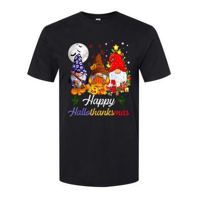 Halloween Thanksgiving Christmas Happy Hallothanksmas Gnomes Softstyle CVC T-Shirt