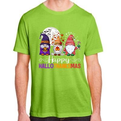 Halloween Thanksgiving Christmas Happy Hallothanksmas Gnomes Gift Adult ChromaSoft Performance T-Shirt