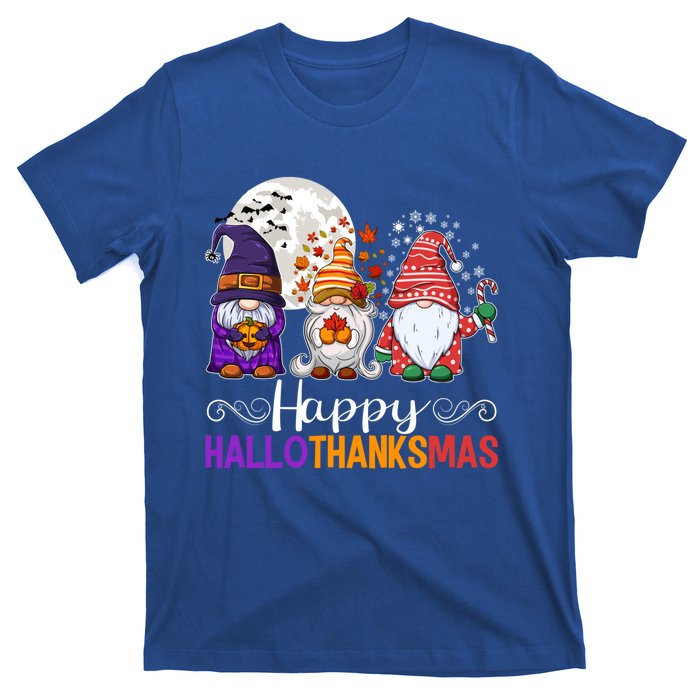 Halloween Thanksgiving Christmas Happy Hallothanksmas Gnomes Gift T-Shirt