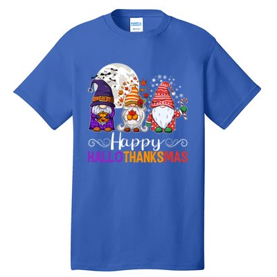 Halloween Thanksgiving Christmas Happy Hallothanksmas Gnomes Gift Tall T-Shirt