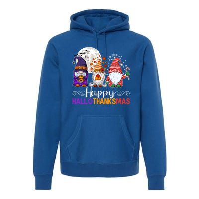 Halloween Thanksgiving Christmas Happy Hallothanksmas Gnomes Gift Premium Hoodie