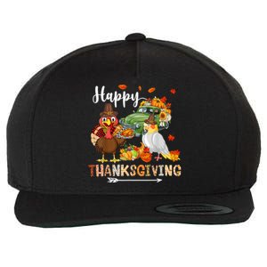 Happy Thanksgiving Cockatiel Turkey Pickup Truck Pumpkins Wool Snapback Cap