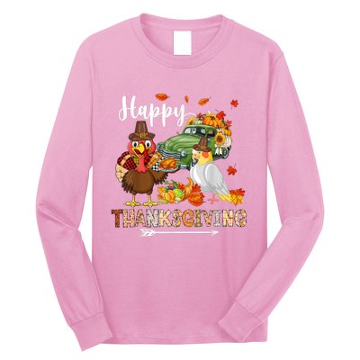 Happy Thanksgiving Cockatiel Turkey Pickup Truck Pumpkins Long Sleeve Shirt