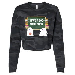 Halloween Teacher Cute Ghost I Have A BooTiful Class Gift Cropped Pullover Crew