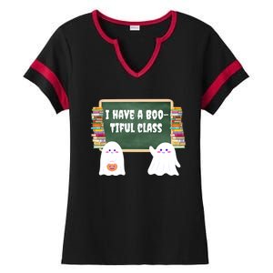 Halloween Teacher Cute Ghost I Have A BooTiful Class Gift Ladies Halftime Notch Neck Tee