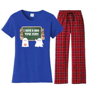 Halloween Teacher Cute Ghost I Have A BooTiful Class Gift Women's Flannel Pajama Set