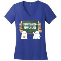 Halloween Teacher Cute Ghost I Have A BooTiful Class Gift Women's V-Neck T-Shirt