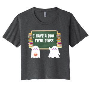 Halloween Teacher Cute Ghost I Have A BooTiful Class Gift Women's Crop Top Tee