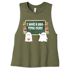 Halloween Teacher Cute Ghost I Have A BooTiful Class Gift Women's Racerback Cropped Tank