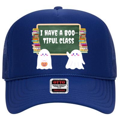 Halloween Teacher Cute Ghost I Have A BooTiful Class Gift High Crown Mesh Back Trucker Hat