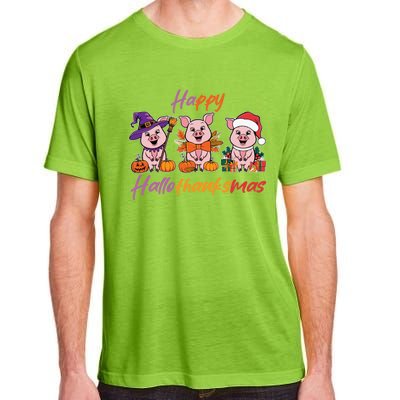 Halloween Thanksgiving Christmas Happy Hallothanksmas Pigs Gift Adult ChromaSoft Performance T-Shirt