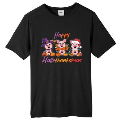 Halloween Thanksgiving Christmas Happy Hallothanksmas Pigs Gift Tall Fusion ChromaSoft Performance T-Shirt