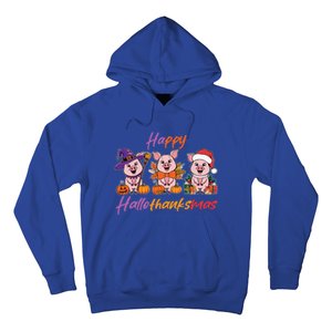 Halloween Thanksgiving Christmas Happy Hallothanksmas Pigs Gift Hoodie