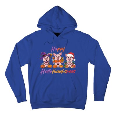 Halloween Thanksgiving Christmas Happy Hallothanksmas Pigs Gift Hoodie