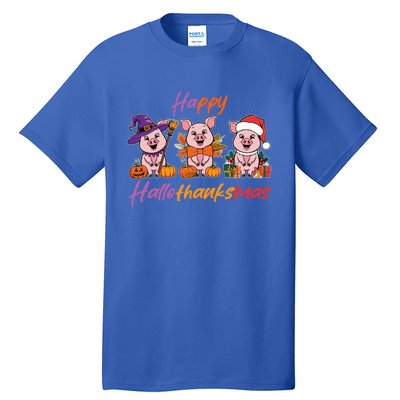 Halloween Thanksgiving Christmas Happy Hallothanksmas Pigs Gift Tall T-Shirt