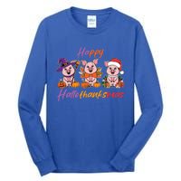 Halloween Thanksgiving Christmas Happy Hallothanksmas Pigs Gift Tall Long Sleeve T-Shirt