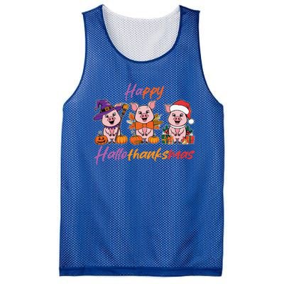 Halloween Thanksgiving Christmas Happy Hallothanksmas Pigs Gift Mesh Reversible Basketball Jersey Tank