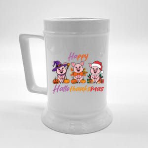 Halloween Thanksgiving Christmas Happy Hallothanksmas Pigs Gift Beer Stein