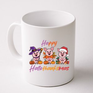 Halloween Thanksgiving Christmas Happy Hallothanksmas Pigs Gift Coffee Mug