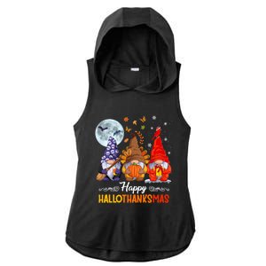 Halloween Thanksgiving Christmas Happy HalloThanksMas Gnomes Ladies PosiCharge Tri-Blend Wicking Draft Hoodie Tank