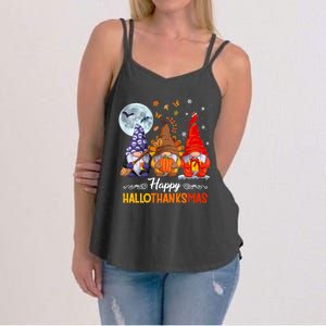 Halloween Thanksgiving Christmas Happy HalloThanksMas Gnomes Women's Strappy Tank