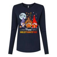 Halloween Thanksgiving Christmas Happy HalloThanksMas Gnomes Womens Cotton Relaxed Long Sleeve T-Shirt