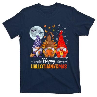 Halloween Thanksgiving Christmas Happy HalloThanksMas Gnomes T-Shirt