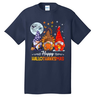 Halloween Thanksgiving Christmas Happy HalloThanksMas Gnomes Tall T-Shirt