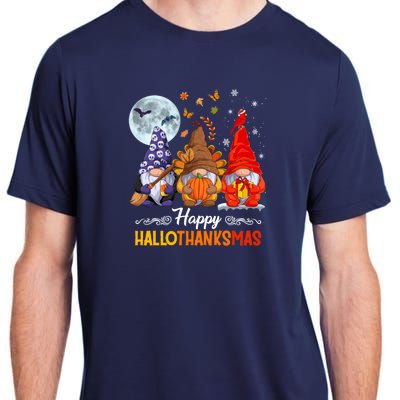 Halloween Thanksgiving Christmas Happy HalloThanksMas Gnomes Adult ChromaSoft Performance T-Shirt