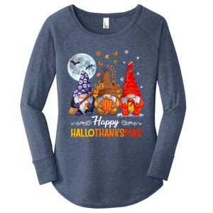 Halloween Thanksgiving Christmas Happy HalloThanksMas Gnomes Women's Perfect Tri Tunic Long Sleeve Shirt